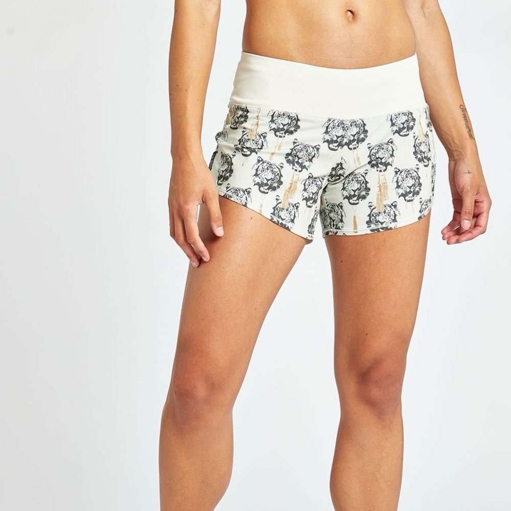 Oiselle Tiger Print Roga Shorts